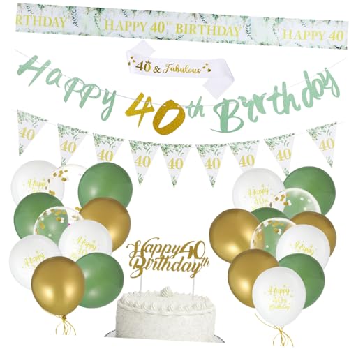 COSMEVIVI Dekorationen Zum 40. Geburtstag Happy Birthday-banner Schild Für Männer Und Frauen Ballon-hängedekor Für Büroparty von COSMEVIVI