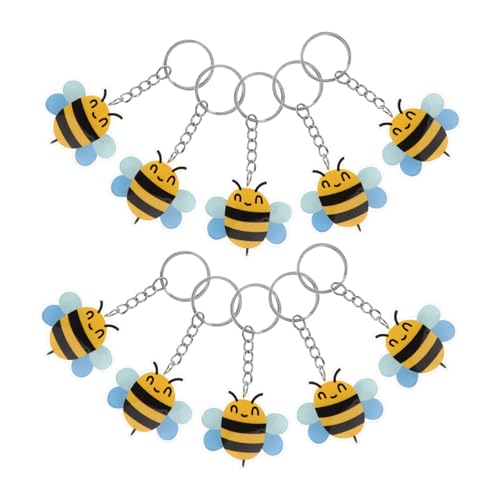 COSMEVIVI 10 Stück Bienen Schlüsselanhänger, Rucksack Anhänger, Cartoon Bienen Schlüsselring, , Schlüsselanhänger, , Rucksack, Schlüsselanhänger, Partygeschenke, Kreativer von COSMEVIVI