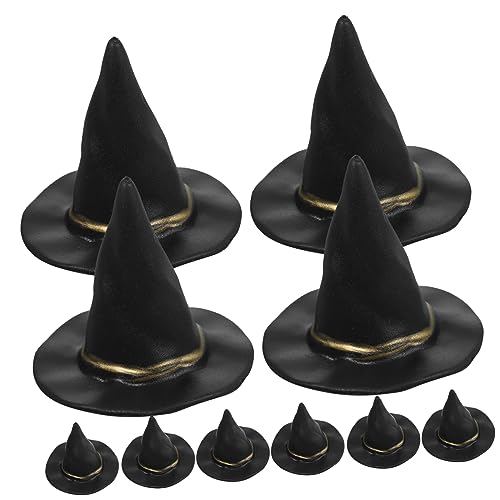 COSMEVIVI 10 Stück Hexen Hut Kleine Hexenhüte Kleiner Hexenhut Mädchen Miniatur-hexenhut Halloween-puppenhaus Hexenhüte Für Puppen Mini-hüte Kessel Puppenhüte Black Plastik von COSMEVIVI