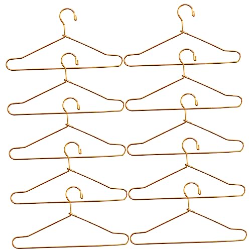 COSMEVIVI 10St Puppenaufhänger Puppen Kleidung Puppen Klamotten Kleiderbügel-Set Hanger Miniaturspeicher Kleiderbügel für Puppenstuben Hundeanhänger Puppenkleiderbügel Mini Eisen Golden von COSMEVIVI