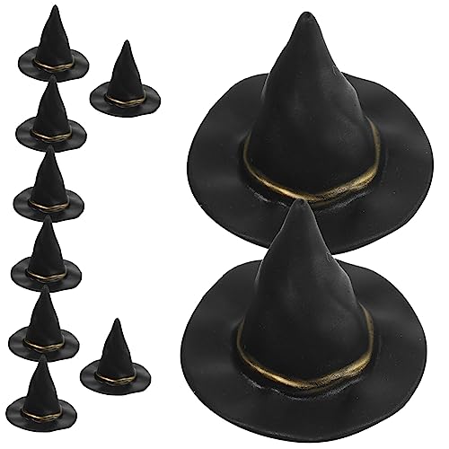 COSMEVIVI 10St kleine Huthüllen Halloween-Hexenmütze Miniatur-Puppenhut Puppenhüte halloween dekoration halloween decoration Lustig winziges Hexenhut-Ornament Mini-Miniatur-Hut Plastik Black von COSMEVIVI