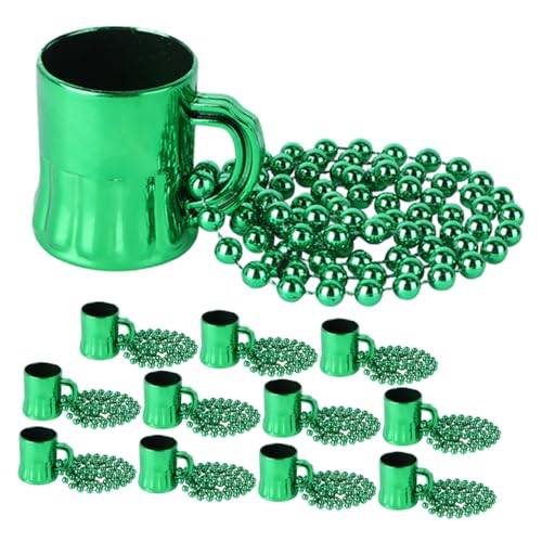 COSMEVIVI 12St grünes Weinglas irischer Anhänger irische Halskette St Patrick Anhänger st. Patricks Day Halskette St Patrick's Day Halskette Partydekoration Partyzubehör Plastik Green von COSMEVIVI