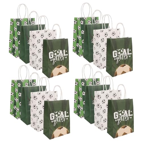 COSMEVIVI 16 Stück Geschenktüten Mit Fußballmotiv, Verpackungstüten Für Süßigkeiten, Partytüten, Sport Partygeschenke, Partytüten Zum Verpacken Von Geschenken, Papiergeschenktüten, von COSMEVIVI