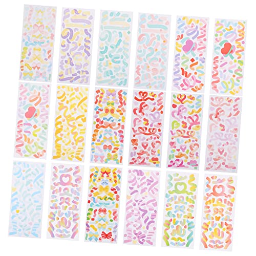 COSMEVIVI 18 Blätter Regenbogen-Aufkleber Liebe dekorativer Aufkleber Gepäckaufkleber für Koffer Scrapbooking Sticker Scrapbook Stickers DIY-Handwerksaufkleber Selbstklebende Aufkleber von COSMEVIVI