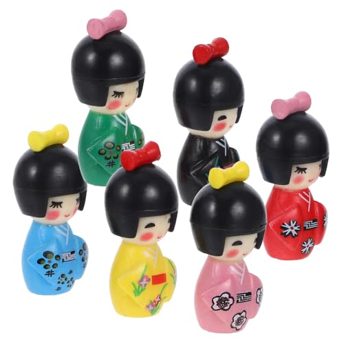 COSMEVIVI 18 STK Kimono-puppenschmuck Japanische Tischdekoration Miniatur Japanische Puppe Japanischer Kimono Puppenstatue Kimono-mädchenpuppe Haushalt Japanische Spielzeuge Volk Bausatz PVC von COSMEVIVI