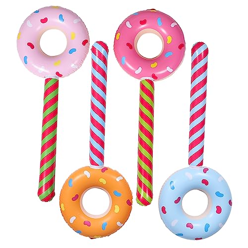 COSMEVIVI 20 Stk Aufblasbarer Donut-stick Donut-kostüm Für Kinder Donut-partyzubehör Aufblasbarer Stock Lutscher-donut in Die Luft Jagen Pool-süßigkeiten Aufblasbarer Schwimmer Krapfen Pvc von COSMEVIVI