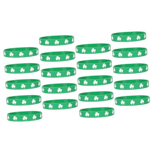 COSMEVIVI 20St Kleeblatt-Armband st. Patrick's Day Gastgeschenke elastisches Silikonarmband Armbänder Grünes Silikonarmband stylischer Armreif tragbares Armband Kieselgel von COSMEVIVI