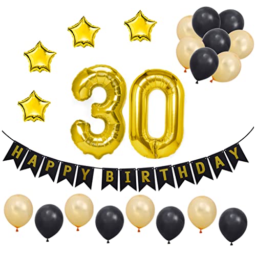 COSMEVIVI 23 Stück Dekorationen Zum 30 Geburtstag Partyzubehör Set Mit Aluminiumfolienballons Wimpelketten Banner Und Latexballons Für Die Perfekte Feier Inklusive Happy Birthday von COSMEVIVI