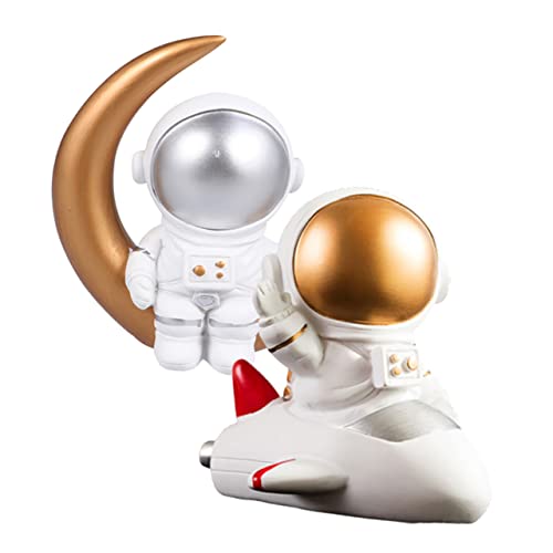 COSMEVIVI 2st Astronauten-ornamente Figur Heimdekoration Weltraumgeschenke Astronauten- Miniaturdekoration Hausdekorationen Für Zu Hause Cupcake-topper Kuchenparty-ornamente Harz von COSMEVIVI