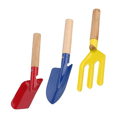 COSMEVIVI 3 Teiliges Gartenwerkzeug Set Mit Holzgriffen Blauer Roter Handspaten Und Dreizackige Gartenkelle Ideal Zum Graben Umpflanzen Und Lockern Von Erde von COSMEVIVI