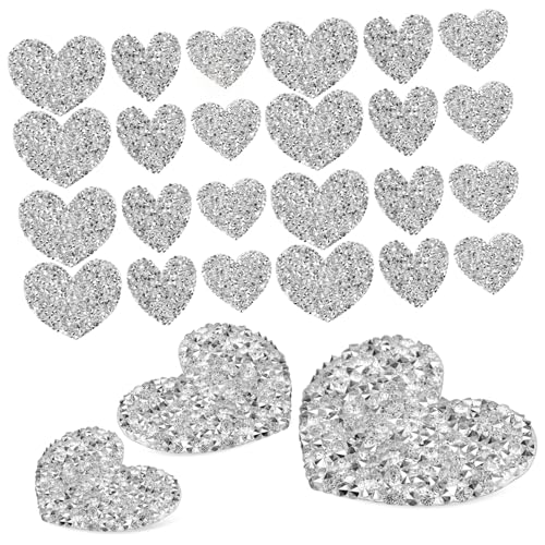 COSMEVIVI 30St Strass-Patches Patches reparieren Strass-Herz-Aufkleber Herz-Kleidungsapplikationen Hutflecken slice silver versilbern agn Kleidungsflicken Bling-Patches Harz-Strasssteine von COSMEVIVI