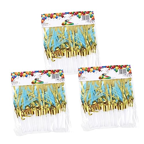 COSMEVIVI 30st Papier Quasten Blasen Drachen Party Krachmacher Horn Quaste Weht Prop Cheerleader Requisiten Musikalische Ausfälle Quaste Bläst Pfeife Bunte Quastenpfeife Geräuschmacher Blue von COSMEVIVI