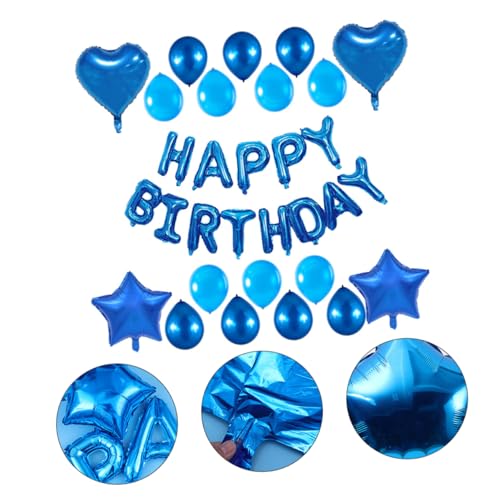 COSMEVIVI 31 Teiliges Luftballon Set Zur Dekoration Geburtstagsballons Dunkelblau Mit 13 Happy Birthday Folienballons 14 Latexballons Und 2 Stern Und Herzballons Perfekte Partydeko von COSMEVIVI