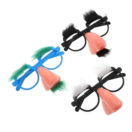 COSMEVIVI 3st Lustige Requisitenbrille Blöde Sonnenbrille Lustige Kostüme Clown-Brille Lustige Sonnenbrille Neuheitsbrille Lustige Nasenbrille Weihnachtsfeier Sonnenbrille Kunstwolle von COSMEVIVI