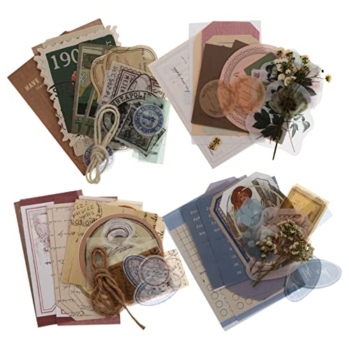 COSMEVIVI 4 Sätze dekoratives Collagenpapier Scrapbook-Stempel-Aufkleber Vintage-Material Papier Scrapbooking Sticker Scrapbook Stickers kreative DIY-Materialien alte Aufkleber Hanfseil von COSMEVIVI