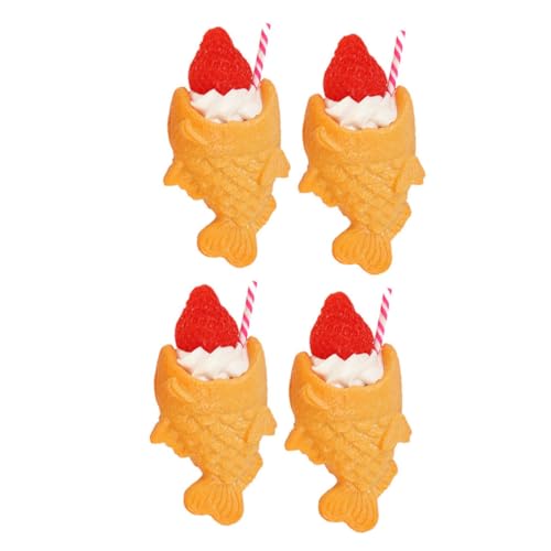 COSMEVIVI 4 Stück Cartoon Schlüsselanhänger PVC Cartoon Lebensmittel Charms Lebensmittel Anhänger Charms Obst Kuchen von COSMEVIVI