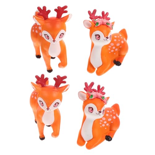 COSMEVIVI 4 Stück Mikro-Landschaftsverzierung Minifiguren Märchengarten Tiere Hirschfiguren schneekugel DIY figuren Reh Spielzeug animal figures Hirsch Miniaturfiguren Hirsch Ornamente PVC von COSMEVIVI