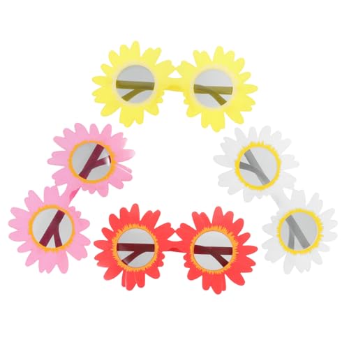 COSMEVIVI 4 Stück Runde Partybrille Sonnenblumen-partygläser Hawaii-party-sonnenbrille Party-gunst-gläser Partygeschenke Lustige Brille Cosplay-brillen Lustige Sonnenbrille Poolparty Plastik von COSMEVIVI