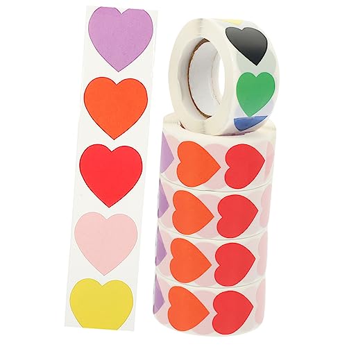 COSMEVIVI 5 Rollen Aufkleber geldumschläge Umschlag Stickers verpackung stickbild valetinstag Etiketten in Herzform Geschenkumschläge Valentinstag-Herz-Etiketten Leere Etiketten von COSMEVIVI