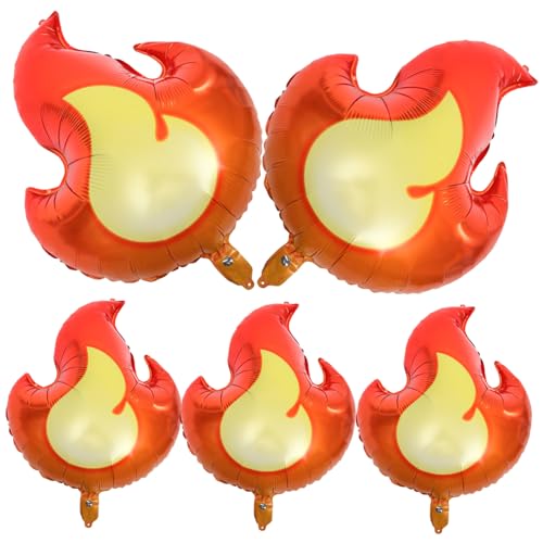 COSMEVIVI Luftballons Deko 5er Set Feuerwehr Thema Flammen Luftballons Aluminiumfolie Party Deko Für Jungen Geburtstagsfeier Feuer Dekorationen Geburtstagsballons Für Feuerwehr Fans von COSMEVIVI