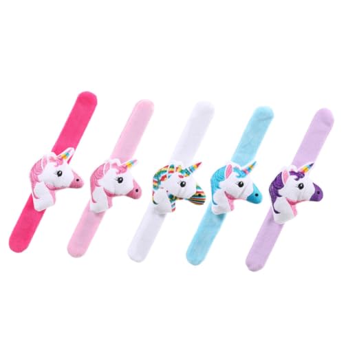 COSMEVIVI 5St Einhorn-Plüsch-Cartoon-Kreis-Armband Schlagarmband für Kinder Plüsch-Tier-Slap-Bänder Einhorn-Klapparmband Party-Slap-Armbänder Schlagbänder Animal-Slap-Armband Party-Armbänder von COSMEVIVI