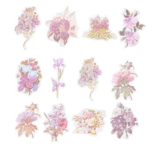 COSMEVIVI 60st Aufkleber Blumenapplikation Blumendekor Errötendes Dekor DIY Bastelverzierung Bling Dekor Scrapbook-Sticker Selber Machen Journaling Scrapbooking Tagebuch Violett Papier von COSMEVIVI