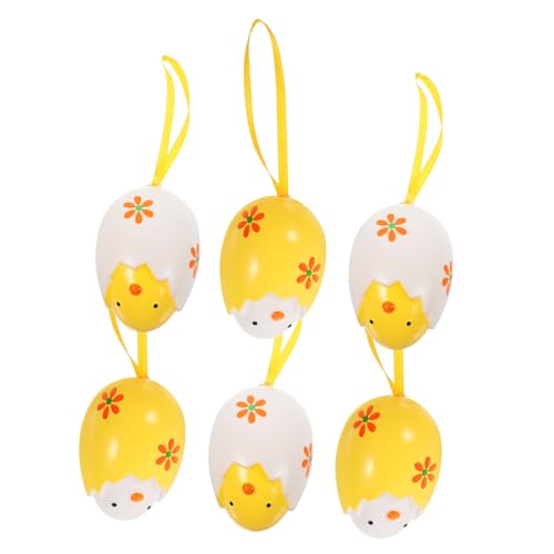 COSMEVIVI 6st Ostereier Ostern Hängende Dekore Ostern Hängende Verzierung Ostervorräte Hängende Verzierung Der Osterszene Osterei-verzierung Osterszene Zum Aufhängen Osterdeko Plastik Yellow von COSMEVIVI