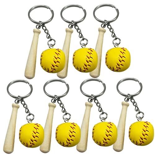 COSMEVIVI 7st Baseball-schlüsselanhänger Schlüssel Zubehör Kinderschlüsselanhänger Für Rucksäcke Schlüsselanhänger Für Kinder Exquisiter Softball-schlüsselanhänger Mini-baseball Yellow Pu von COSMEVIVI