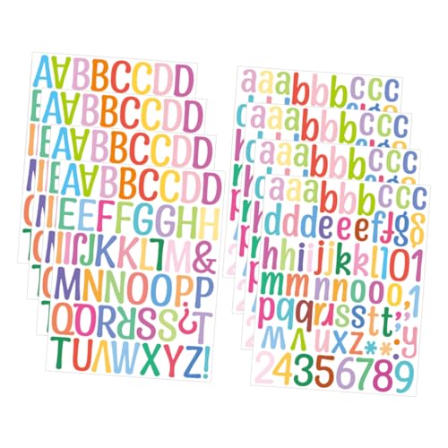 COSMEVIVI 8 Blätter Alphanumerische Aufkleber Alphabet-Zahlenaufkleber Scrapbooking-Aufkleber Vinyl Sticker Vinyl Aufkleber Aufkleberbuchstaben zum Basteln Aufkleberbuchstaben für Plakatwand von COSMEVIVI