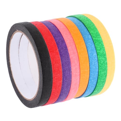 COSMEVIVI 8 Rollen Farbiges Abdeckband Regenbogenband Künstlerband Für Aquarellpapier Klebeband Aus Krepppapier Abdeckband Aus Papier Farbiges Klebeband Für Das Klassenzimmer Kleber von COSMEVIVI