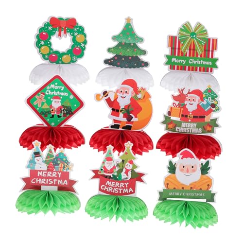 COSMEVIVI 9 Stücke Weihnachten Waben Dekorationen Urlaub Home Decor Party Ornamente Von Weihnachten Waben Papier Herzstück von COSMEVIVI