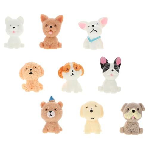 COSMEVIVI 9St Süßes Welpenmodell Miniatur-Welpenfiguren Mini-Hundefiguren Welpen-Cupcake-Topper Miniaturtierspielzeug kleine Tierfigur Dog Statue Mini-Tierfiguren Hundefiguren Spielzeug Harz von COSMEVIVI