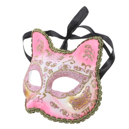 COSMEVIVI Maske Cosplay Dekorativ Katzenkopf Halloween Partygeschenk Partyzubehör Rosa Plastik von COSMEVIVI