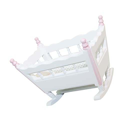 COSMEVIVI Mini Babybett Aus Für Puppenhaus Hochwertiges Miniaturmöbel Für Das Schlafzimmer Perfektes Zubehör Für Puppenhäuser Und Holzfiguren Ideal Für Kreative Spielwelten von COSMEVIVI