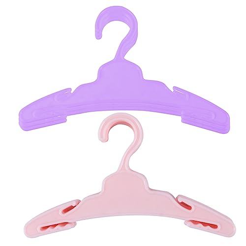 COSMEVIVI Puppen Kleiderbügel Set Plastik Puppen Kleidung Halter Für Puppen 8 Pink Und 8 Ideales Zubehör Für Puppenoutfits Und Kleiderständer von COSMEVIVI