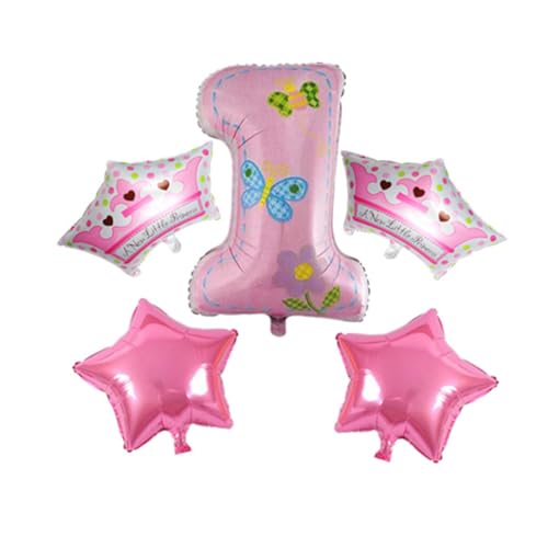 COSMEVIVI Set Mit Kleine Folienballons Form Von Kronen Und Sternen Rosa Luftballons Für Die Dekoration Von Einjährigen Geburtstagspartys Ideal Für Babyfeiern Und Feste von COSMEVIVI