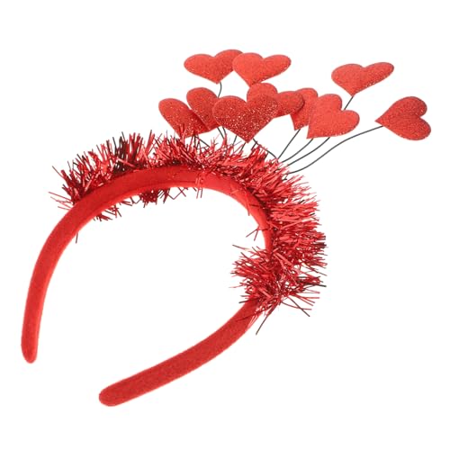 COSMEVIVI faschings haarreif haarreifen mit herzen Stirnband mit Rosenblüten Stirnband zum Valentinstag Hochzeitsdekoration Haarband karneval kopf dekor Party-Haarschmuck Filzstoff rot von COSMEVIVI