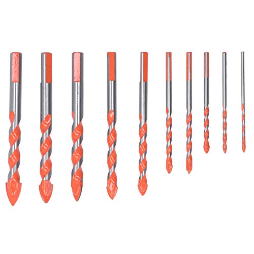 10PCS Multifunctional Tungsten Carbide Drill Bits Set, Triangular Drilling Bits for Wood Tiles Concrete, Sizes 3 16mm, Enhanced Durability, Prevents Slipping von COSMICROWAVE