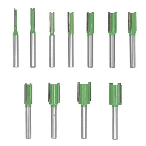 11pcs 6mm Schaft -Wolfram -Stahlrouter -Bit -Set, enthält einzelne Doppelflöten -Gerade, ideal für die Holzschnitzerei, PTFE -Beschichtung für die Haltbarkeit von COSMICROWAVE