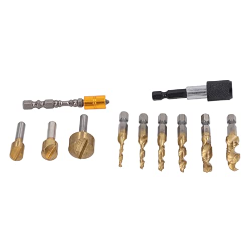 11pcs Schamferbohrwerkzeuge Set, Holzbearbeitung Ti beschichtete Stiefmaschinen -Bohrer, Schnellfreisetzungsstange, Taps -Kabinen -Kit für Holzmetallkunststoffe von COSMICROWAVE