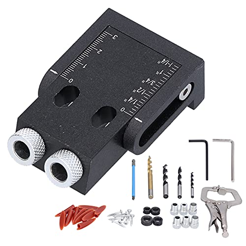 39Pcs Pocket Hole Jig Set, 15 Degree Woodworking Oblique Drill Hole Locator, Accurate Positioning Tool with Drill Bits and Accessories, Made of sturdy Aluminum Alloy, for von COSMICROWAVE