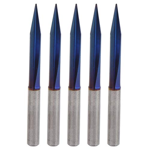 5pcs 2 Flöten gerade Grooves V Bits Blue Wolfram -Stahl -Gravur -Frässchneider, 4 x 0,5 x 20 mm, für CNC -Mahlmaschinen, Feder -Gravur -Werkzeuge, hervorragend für Holz, MDF, Al von COSMICROWAVE