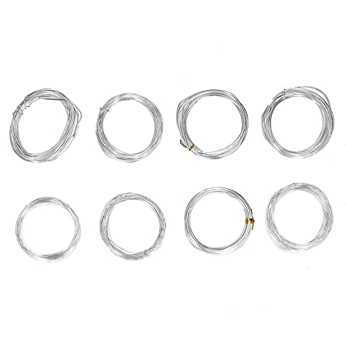 Aluminium-Basteldraht, DIY-Schmuck, Perlendraht, Bastelzubehör, 8 Rollen 0,6–3 mm, Silber, für Armbänder, Halsketten, Ohrringe, Schmuckherstellungszubehör von COSMICROWAVE