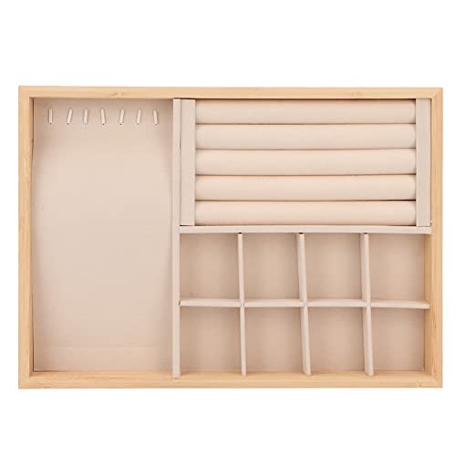 COSMICROWAVE Schmuck-Organizer-Tablett, Schubladeneinsatz, Halsketten, Anhänger, Schmuckschatulle, Organizer und Tablett, mit Haken, für Ohrringe, Halsketten, Armbänder, Ringe, (Beige) von COSMICROWAVE