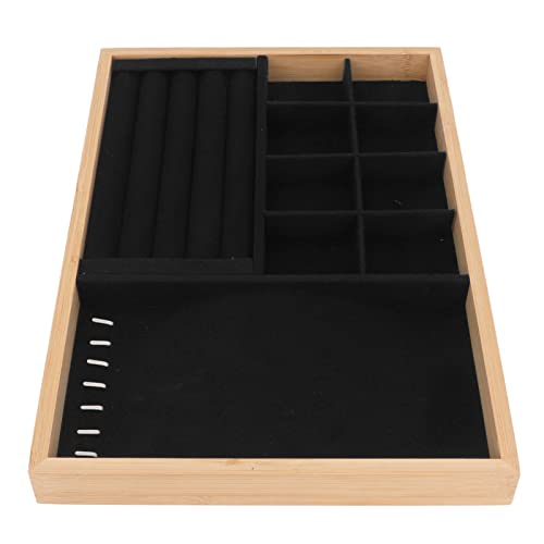 COSMICROWAVE Schmuck-Organizer-Tablett, Schubladeneinsatz, Halsketten, Anhänger, Schmuckschatulle, Organizer und Tablett, mit Haken, für Ohrringe, Halsketten, Armbänder, Ringe, (Black) von COSMICROWAVE