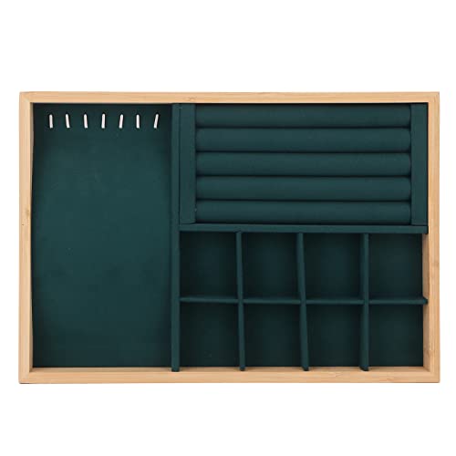 COSMICROWAVE Schmuck-Organizer-Tablett, Schubladeneinsatz, Halsketten, Anhänger, Schmuckschatulle, Organizer und Tablett, mit Haken, für Ohrringe, Halsketten, Armbänder, Ringe, (Green) von COSMICROWAVE