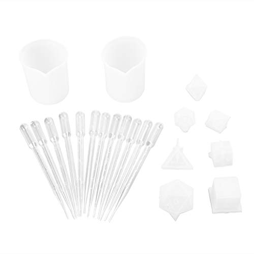 Silicone Epoxyresin Kit with Dropper and Measuring Cups, Various Fillet Shape for Game Dice and Craft Making, Easy to Release and Clean, High Transparency and Mirr von COSMICROWAVE