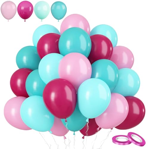 60 Stück 30,5 cm große Luftballons in Hot Pink und Blau, dicke Latex-Partyballons, Pastellrosa, Blaugrün, Ballon, Konfetti-Ballons, Helium für Hochzeitstag, Babyparty, Mädchen, von COSORO