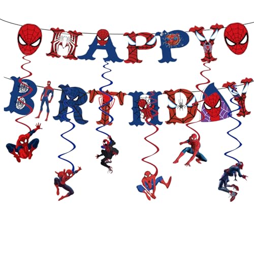 COSORO Spider Man Geburtstag Geschirr Dekorationen (hängende Spirale und Banner) von COSORO