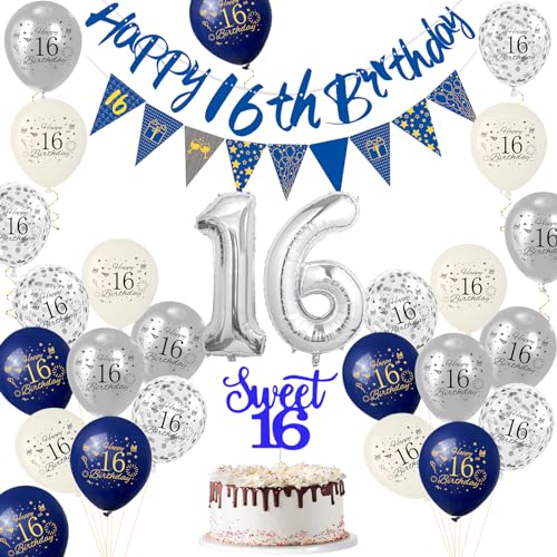 Geburtstagsparty-Dekorationen (Marineblau, Gold: 16. Geburtstag) von COSORO